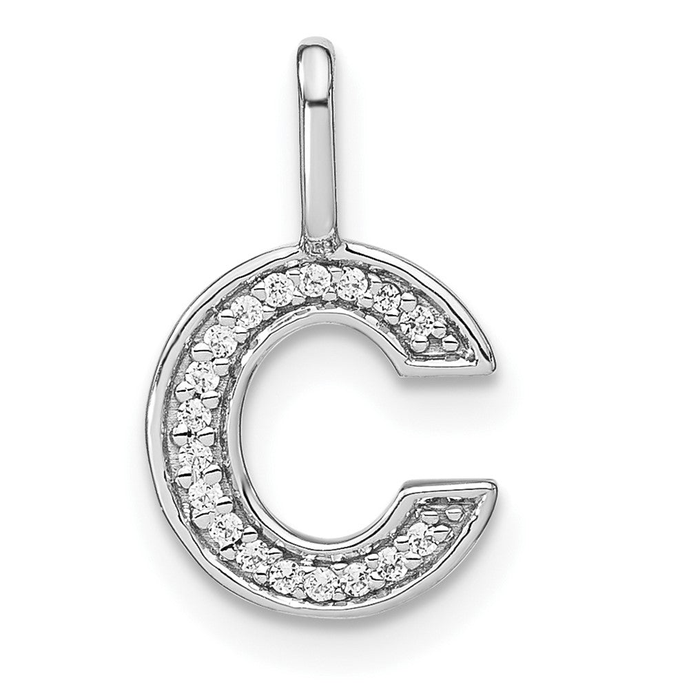 14K White Gold Diamond Lower Case Letter C Initial Pendant