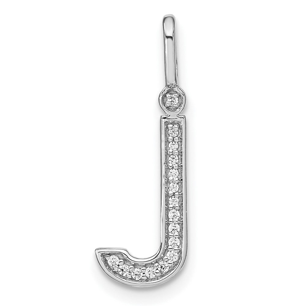 14K White Gold Diamond Lower Case Letter J Initial Pendant