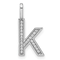 Load image into Gallery viewer, 14K White Gold Diamond Lower Case Letter K Initial Pendant
