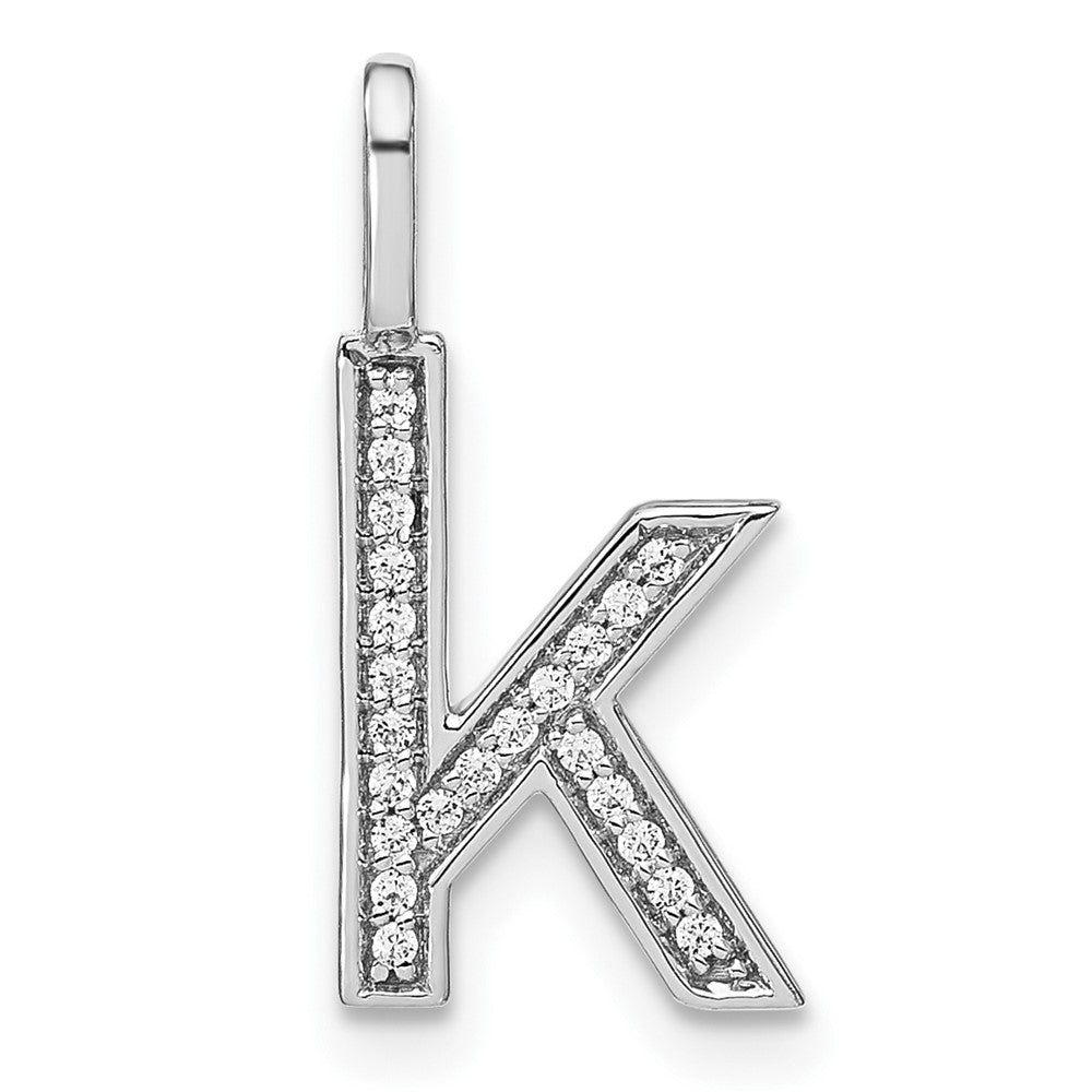 14K White Gold Diamond Lower Case Letter K Initial Pendant