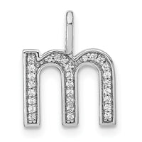 Load image into Gallery viewer, 14K White Gold Diamond Lower Case Letter M Initial Pendant
