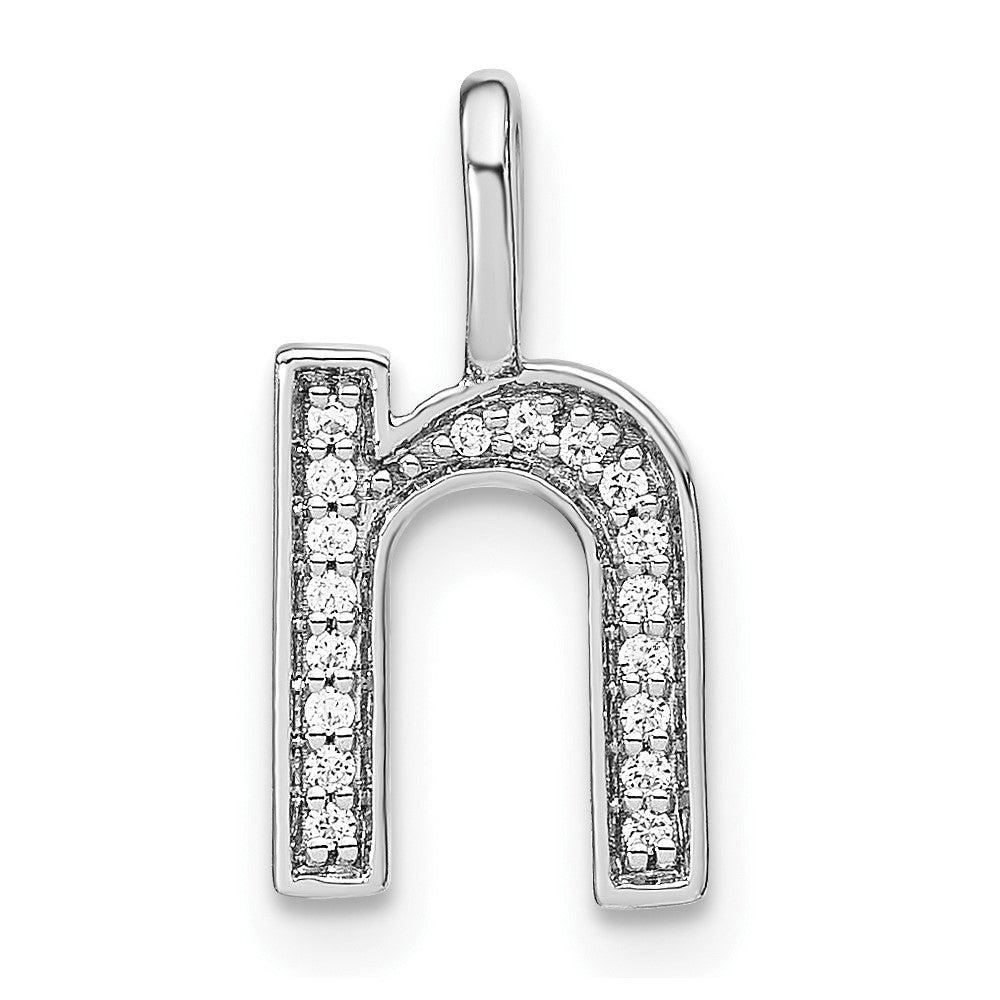 14K White Gold Diamond Lower Case Letter N Initial Pendant
