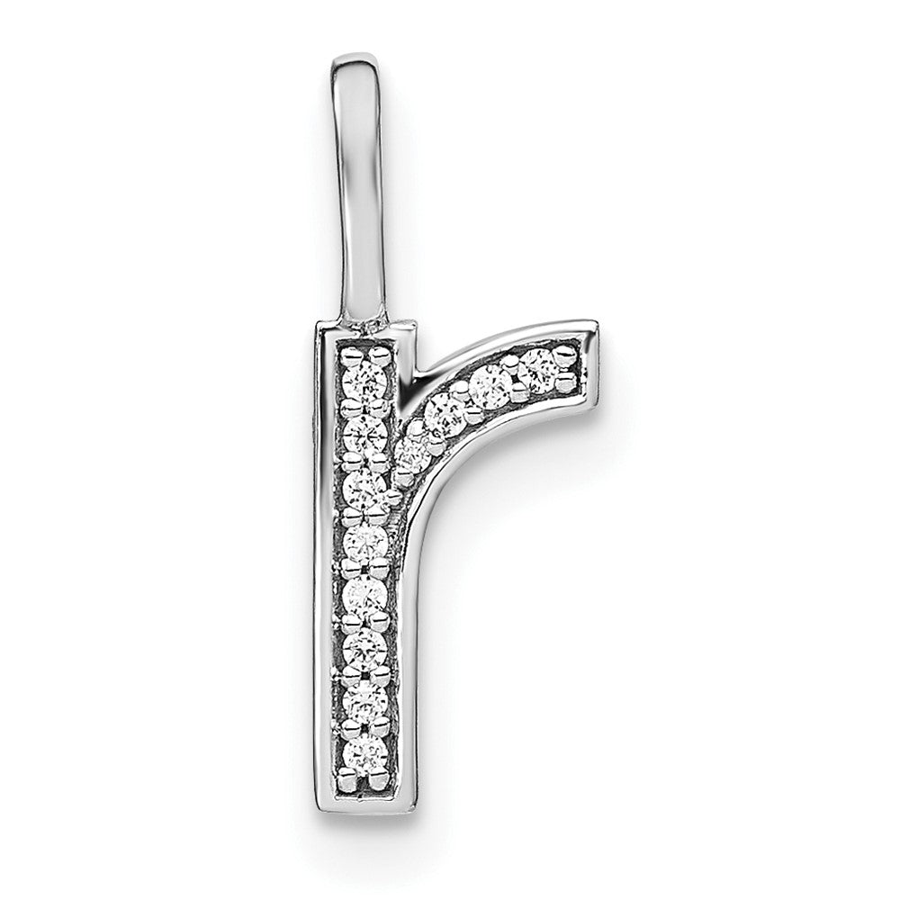 14K White Gold Diamond Lower Case Letter R Initial Pendant