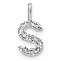 Load image into Gallery viewer, 14K White Gold Diamond Lower Case Letter S Initial Pendant
