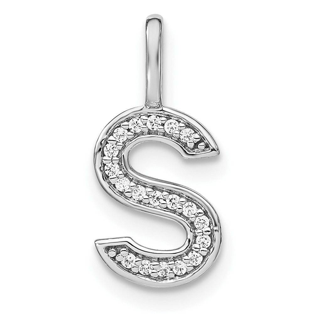 14K White Gold Diamond Lower Case Letter S Initial Pendant