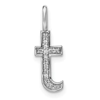 Load image into Gallery viewer, 14K White Gold Diamond Lower Case Letter T Initial Pendant
