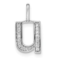 Load image into Gallery viewer, 14K White Gold Diamond Lower Case Letter U Initial Pendant
