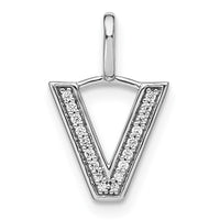 Load image into Gallery viewer, 14K White Gold Diamond Lower Case Letter V Initial Pendant
