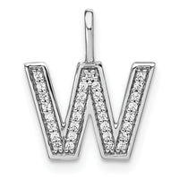 Load image into Gallery viewer, 14K White Gold Diamond Lower Case Letter W Initial Pendant
