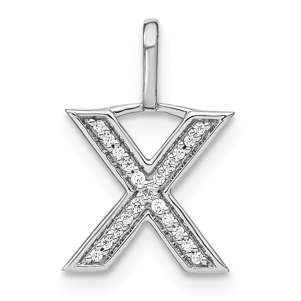 14K White Gold Diamond Lower Case Letter X Initial Pendant