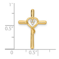 Load image into Gallery viewer, 14k Polished Cross with Heart Diamond Chain Slide

