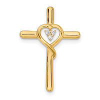 Load image into Gallery viewer, 14k Polished Cross with Heart Diamond Chain Slide
