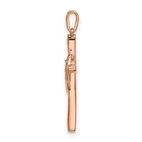 Load image into Gallery viewer, 14k Rose Gold Cross w/Heart Diamond Pendant
