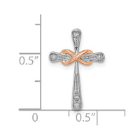 Load image into Gallery viewer, 14k Two-tone White &amp; Rose Cross w/Infinity Diamond Chain Slide
