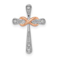 Load image into Gallery viewer, 14k Two-tone White &amp; Rose Cross w/Infinity Diamond Chain Slide
