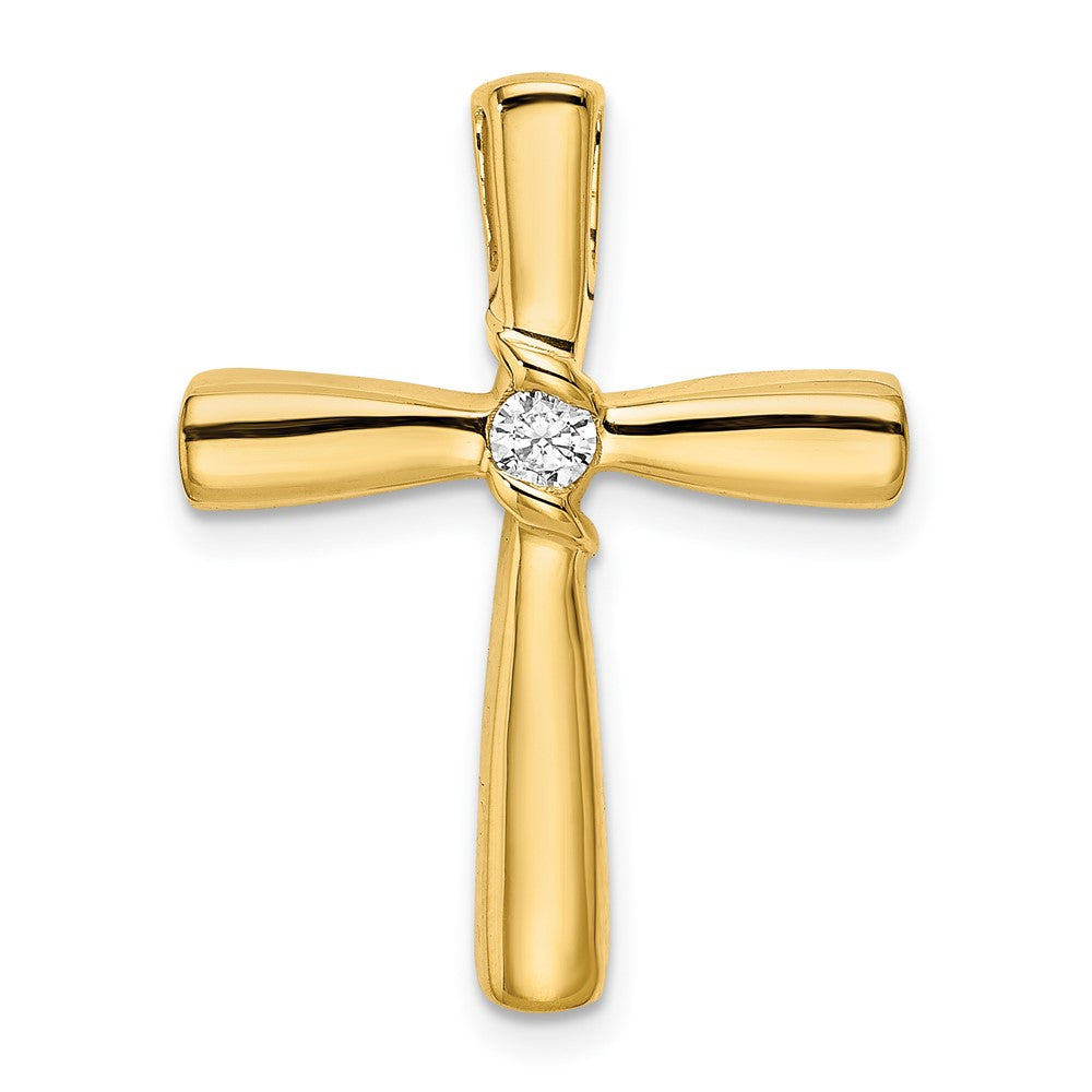 14k Polished Diamond Cross Chain Slide
