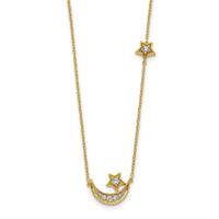 Load image into Gallery viewer, 14k Moon &amp; Star Diamond 18in Necklace
