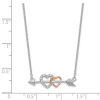 Load image into Gallery viewer, 14k Two-tone Diamond Hearts on Arrow 18in Necklace
