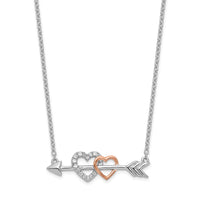 Load image into Gallery viewer, 14k Two-tone Diamond Hearts on Arrow 18in Necklace
