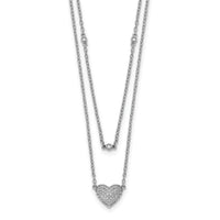 Load image into Gallery viewer, 14k White Gold Double Strand Heart 18in Necklace
