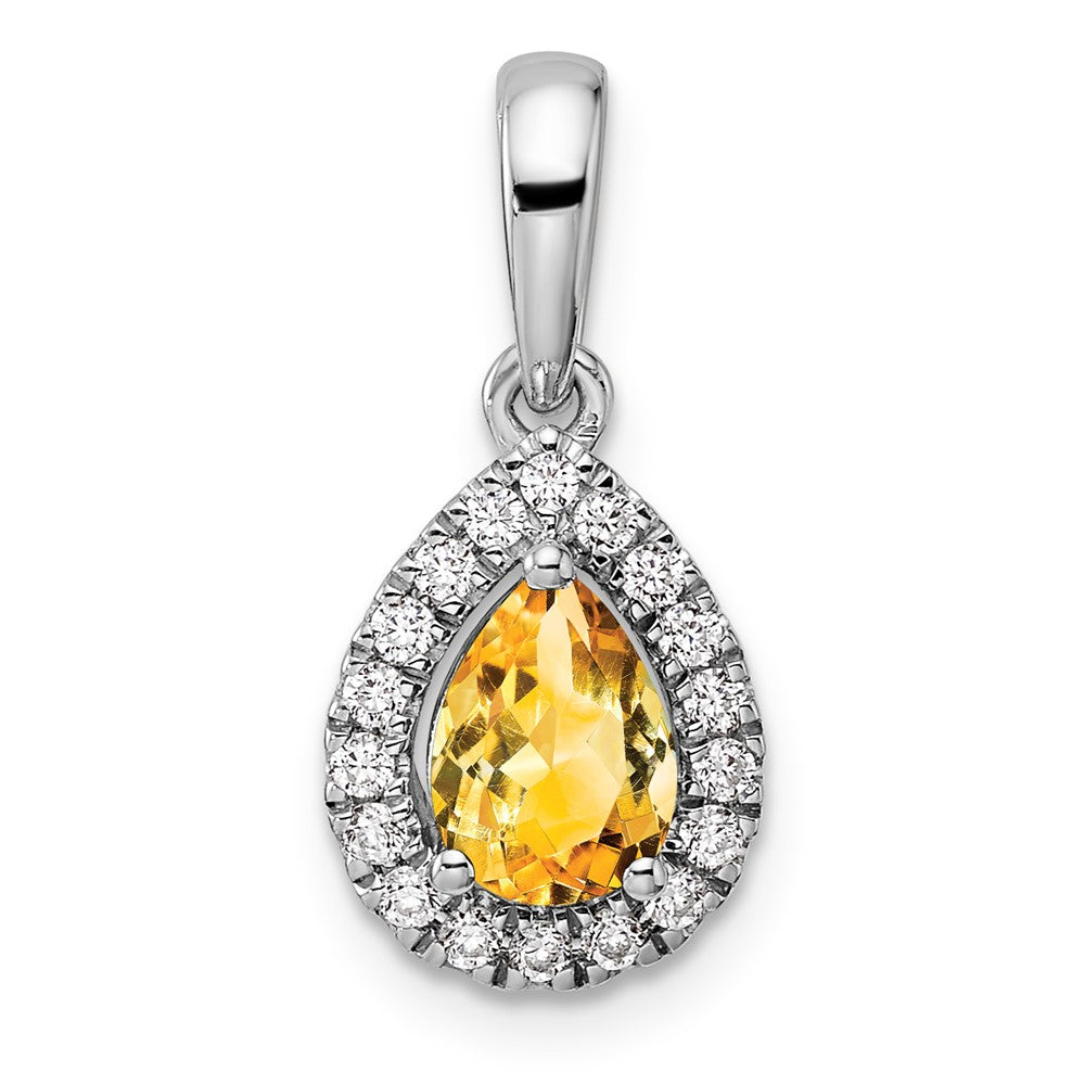 10kw Citrine & Diamond Birthstone Pendant w/ chain