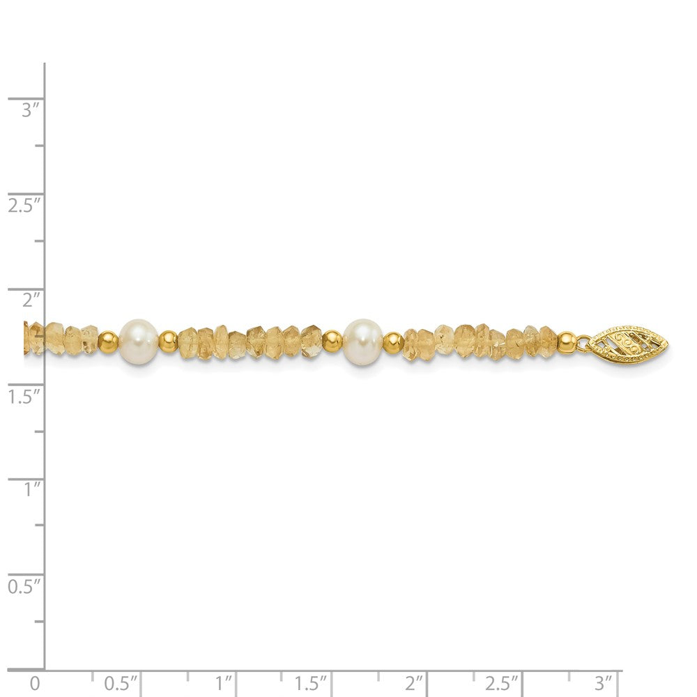 14KY Freshwater Cultured Pearl & Citrine Necklace