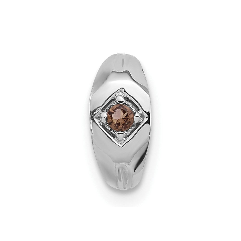10k White Gold Polished Smoky Quartz Ring Charm