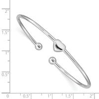 Load image into Gallery viewer, Sterling Silver Rhodium-plated Heart Cuff Bangle
