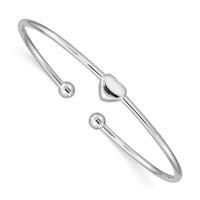 Load image into Gallery viewer, Sterling Silver Rhodium-plated Heart Cuff Bangle
