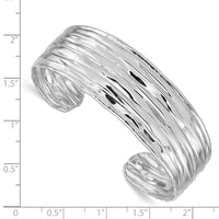 Load image into Gallery viewer, Sterling Silver Rhodium-plated Textured Cuff Bangle
