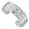 Sterling Silver Rhodium-plated Textured Cuff Bangle
