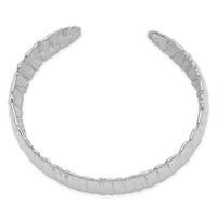 Load image into Gallery viewer, Sterling Silver Rhodium-plated Polish Textured 31.5mm Cuff Bangle
