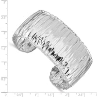Load image into Gallery viewer, Sterling Silver Rhodium-plated Polish Textured 31.5mm Cuff Bangle
