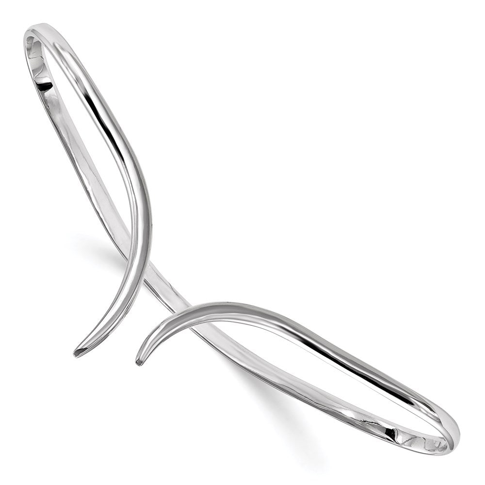 Sterling Silver Rhodium-plated Polished Palm Bangle