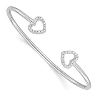 Load image into Gallery viewer, Sterling Silver Rhodium-plated CZ Heart Cuff Bangle
