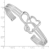 Load image into Gallery viewer, Sterling Silver Rhodium-plated Hearts and Infinity Cuff Bangle
