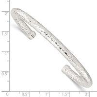 Load image into Gallery viewer, Sterling Silver Polished Textured Cuff Bangle
