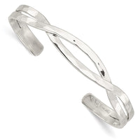 Load image into Gallery viewer, Sterling Silver Polished Hammered Criss Cross Cuff Bangle
