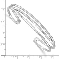 Load image into Gallery viewer, Sterling Silver RH-plated Polished Three Line Cuff Bangle
