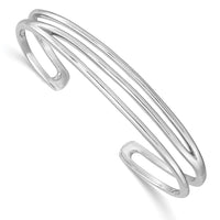 Load image into Gallery viewer, Sterling Silver RH-plated Polished Three Line Cuff Bangle
