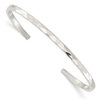 Load image into Gallery viewer, Sterling Silver Polished Hammered Cuff Bangle
