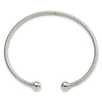 Load image into Gallery viewer, Sterling Silver Polished Twisted w/1 Thread Ball Cuff Bangle
