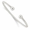 Sterling Silver Polished Twisted w/1 Thread Ball Cuff Bangle