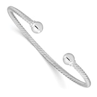 Load image into Gallery viewer, Sterling Silver Rhod-plated Twisted w/1 Thread Ball Cuff Bangle
