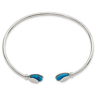 Load image into Gallery viewer, Sterling Silver Polished Reconstituted Turquoise Flexible Cuff Bangle
