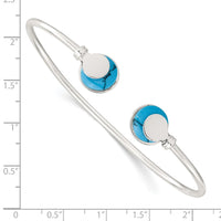 Load image into Gallery viewer, Sterling Silver Polished Reconstituted Turquoise Flexible Cuff Bangle
