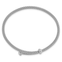 Load image into Gallery viewer, Sterling Silver Rhodium-plated Polished CZ Flexible Cuff Bangle
