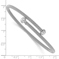 Load image into Gallery viewer, Sterling Silver Rhodium-plated Polished CZ Flexible Cuff Bangle
