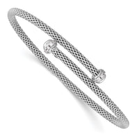 Load image into Gallery viewer, Sterling Silver Rhodium-plated Polished CZ Flexible Cuff Bangle
