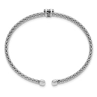 Load image into Gallery viewer, Sterling Silver Rhodium-plated Polished CZ Heart Mesh Cuff Bangle
